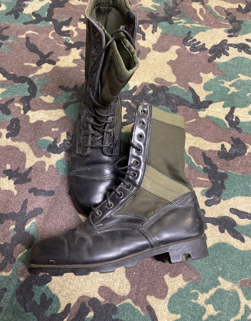 US Panama Sole Jungle Boots – Olive Green Canvas and Leather Shoes Ranger (7 1/2 ) (6336)