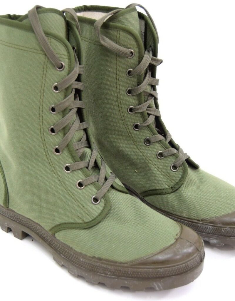 French Army Jungle Boots Canvas Upper With Rubber Sole Lightweight Olive Boot (6419)